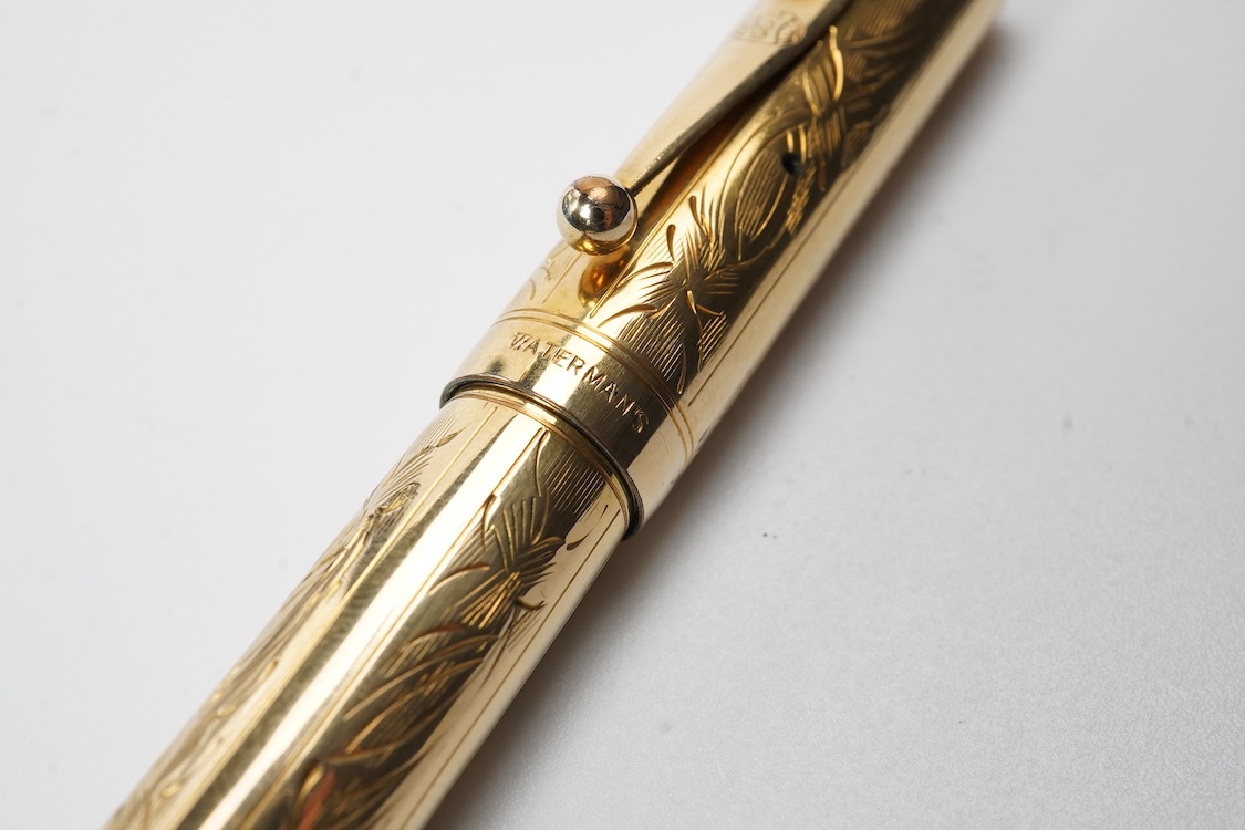 A Waterman hand engraved vine No.0552.5 LEC lever filled fountain pen